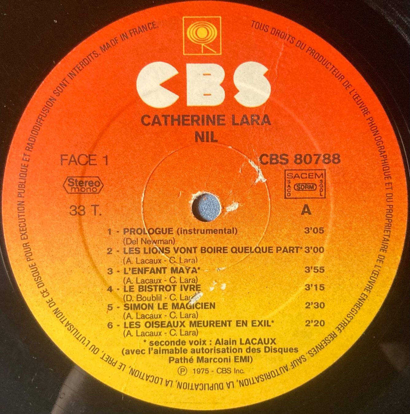 Vinyles: CATHERINE LARA - NIL – D'occasion à Poliez-Pittet par Newtown-Records 2