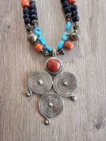 Collier oriental bronze, turquoises, cornaline