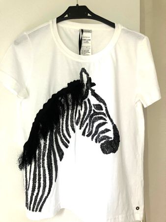 PENNYBLACK T-Shirt "Newpenny" mit Pailletten-Zebra – Gr. M