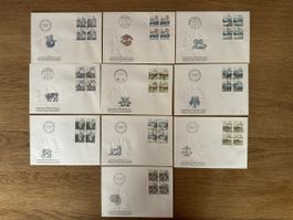 Schweiz - 10x Tierkreiszeichen 4er Block FDC 1982-1986