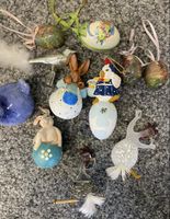 Vintage Ostereier Anhänger, Glas, Keramik, 11 Stk, Top!