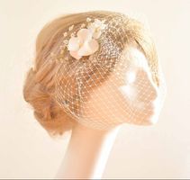 Brautschmuck Haarschmuck Hochzeit Schleier Blumen ivory neu