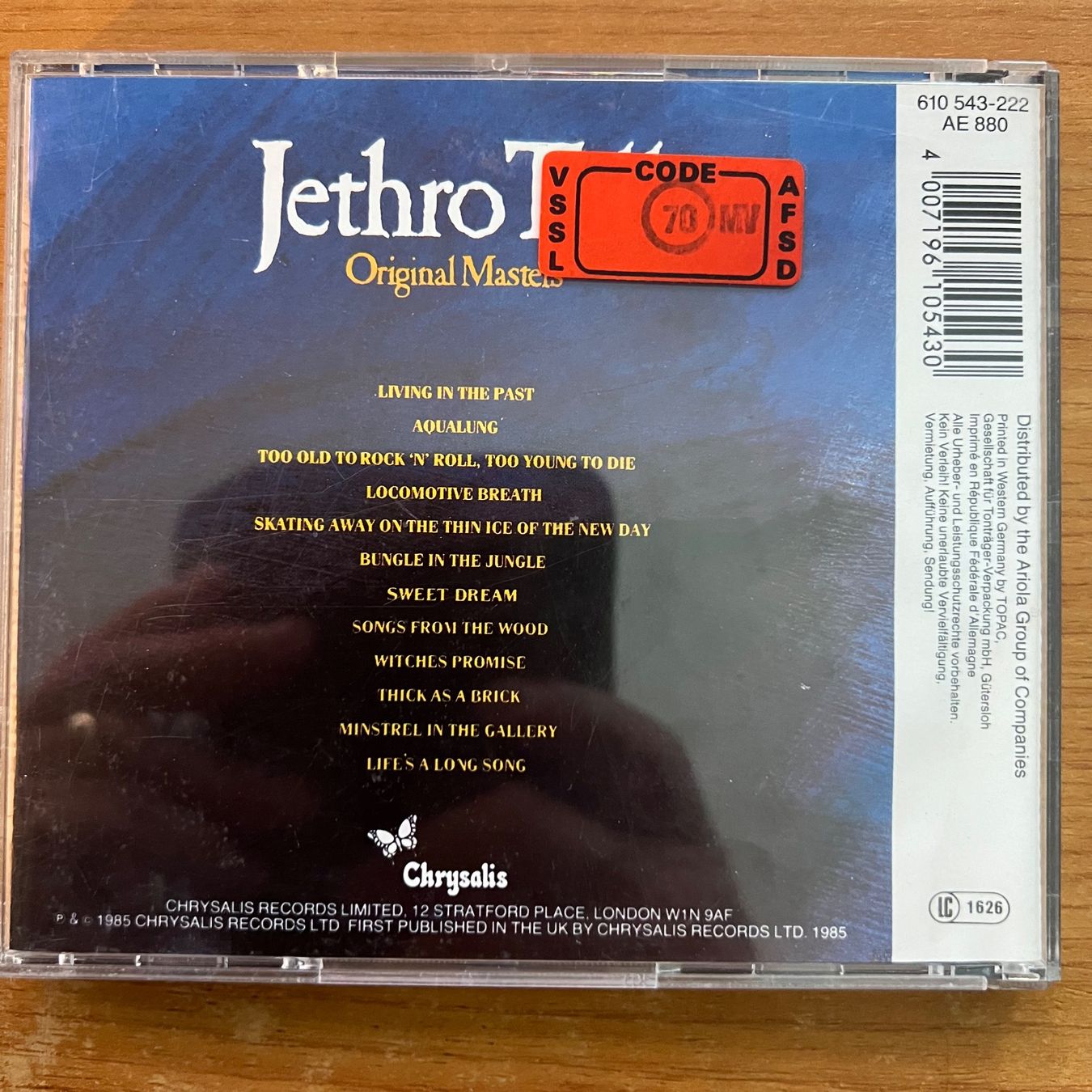 CDs: Jethro Tull - Original Masters / CD - 1. D-Press. 1985 – Gebraucht aus Gais von soundcave57 1