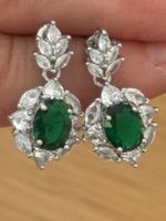 Luxus Elegante Zirkonia Ohrstecker Farbe:Silber/ Grün