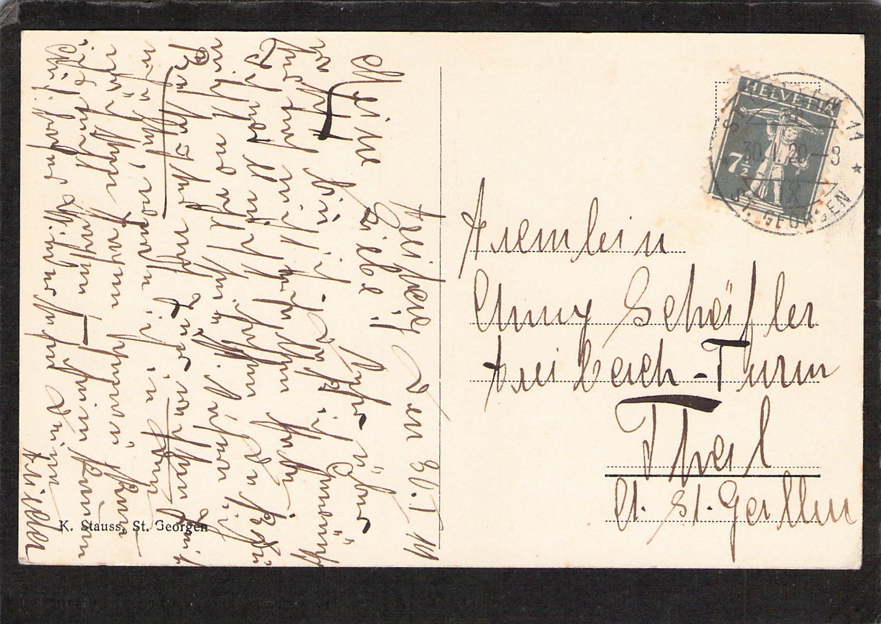 Cartoline postali: St. Georgen SG , gel. 1920 – Usato da Reichenburg venduto da Pipo-67 1