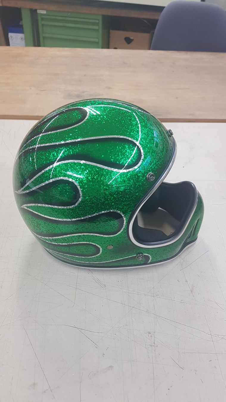 Caschi & visiere: Superflake Helm Metal Flake grün – Nuovo (secondo la descrizione) da Niederrohrdorf venduto da freestyle01 1
