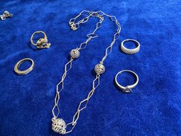 18 g Silberschmuck 925, eine Kette und vier Ringe