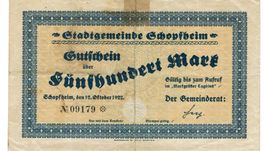 Schopfheim 500 Mark 12.10.1922 SS+