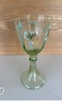 Green antique glass with lovely enamel decoration