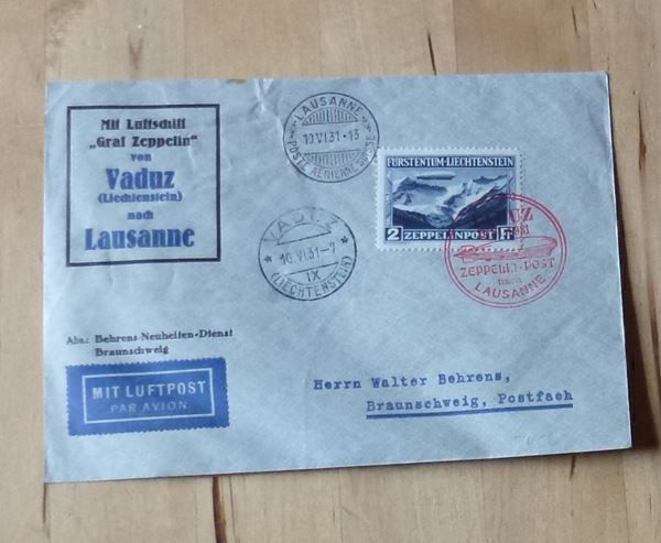 Alle Briefmarken: Liechtenstein ++ Zeppelinpost 1931 – Gebraucht aus Walkringen von Casablanca777