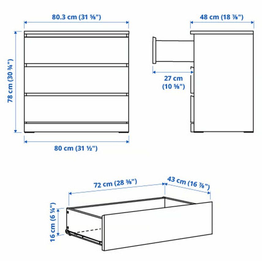 Ikea Cassettiere: 1x MALM Kommode mit 3 Schubladen, 80x78 cm – Usato da Beinwil am See venduto da sar_2ntk 3
