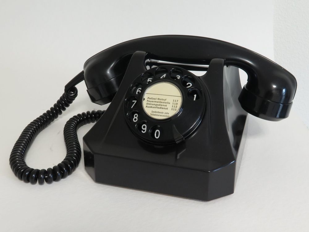 Schwarzes Bakelit Wählscheibentelefon Modell 50 2