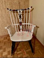 Vintage Schaukelstuhl, Holz, Weiss-Schwarz, Top Zustand