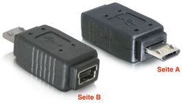 DeLock 65063 Adapter USB-2.0 MicroB-zu-MiniB ST/BU schwarz