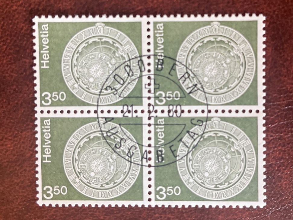 Tutti i francobolli: 1980 Astronom Uhr Bern  4erblock ET-Stempel – Nuovo (secondo la descrizione) da Freidorf TG venduto da ern_7s68
