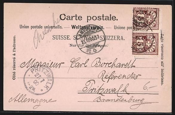 Cartoline postali: AK Avenches, Pension Monney, 1900 – Usato da Berlin venduto da bartko-reher 1