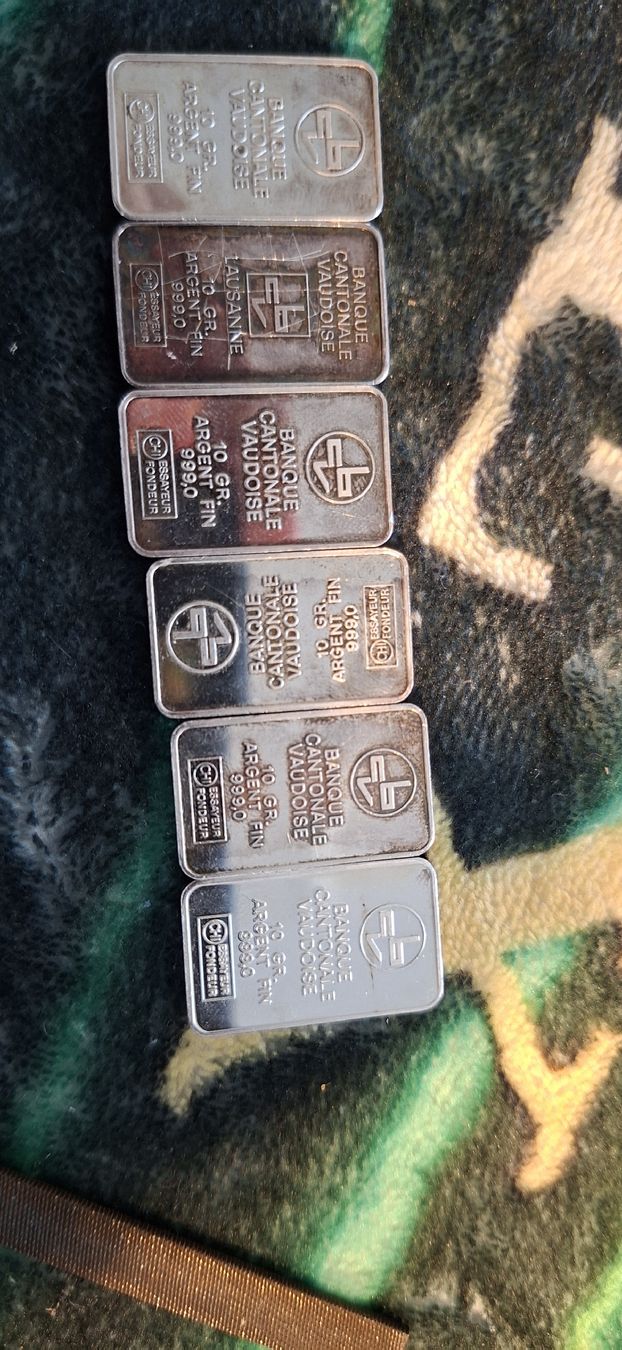 Metalli preziosi: 6 lingots argent 10 gr BCV  – Usato da Roche VD venduto da Monde001 1