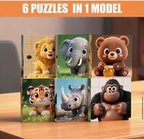 Puzzle-Magnetisch-Tiere- 6 Puzzles in einem Block-kognitiv