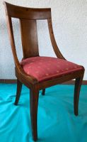 chaise BIDERMEIER noyer assise soie bordeau et or