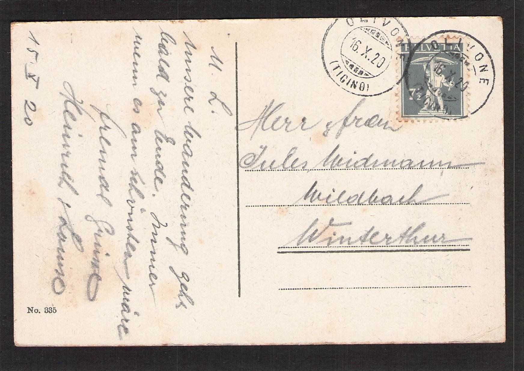 Cartoline postali: #Campo Blenio TI , gel . 1920 – Usato da Reichenburg venduto da Pipo-67 1