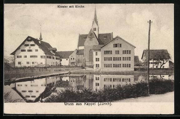 Cartoline postali: AK Kappel /ZH, Kloster mit Kirche, 1912 – Usato da Berlin venduto da bartko-reher