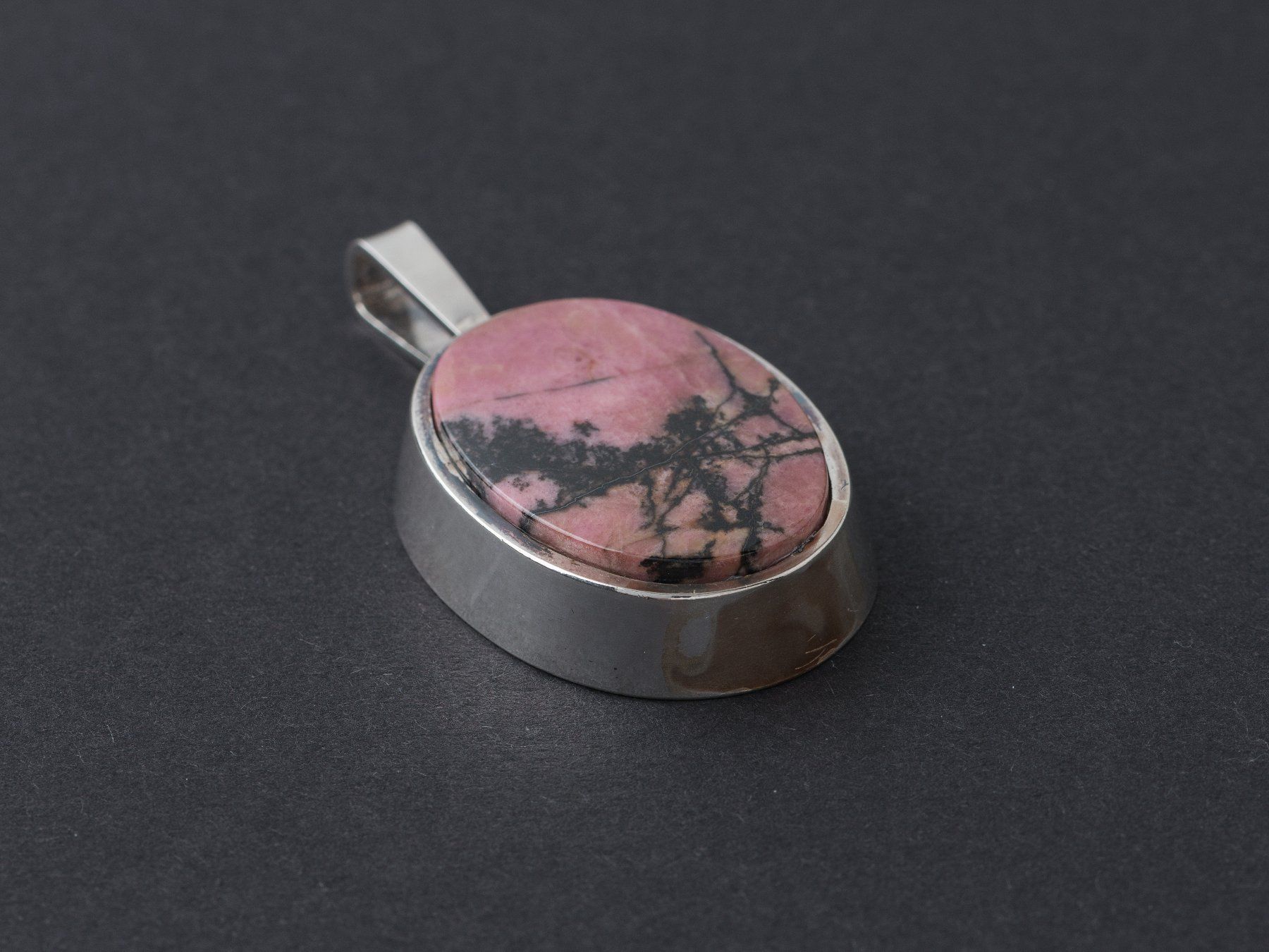 Anhänger: Grosser Silber Anhänger mit Stein Rhodonit, oval – Gebraucht aus Ziefen von sin_2chk 3