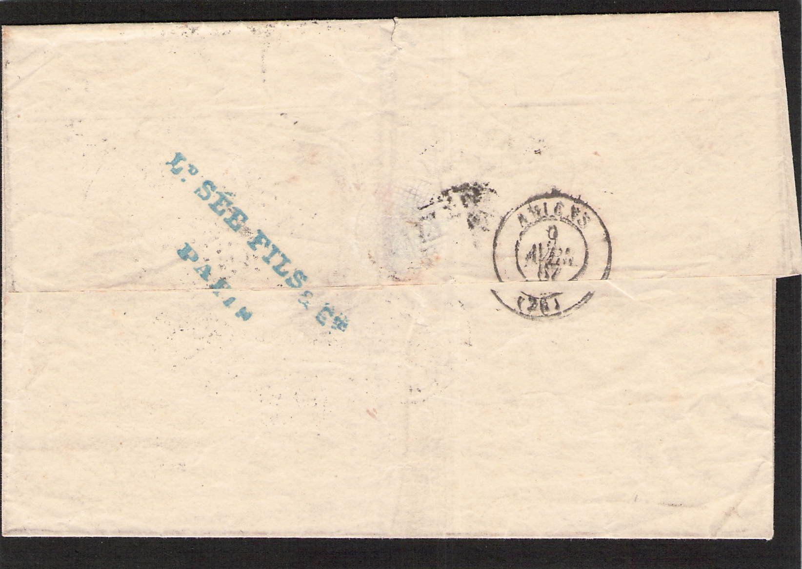Tutti i francobolli: Faltbrief   : Paris - Aviens, gel. 8.4.1867 – Usato da Reichenburg venduto da Pipo-67 1