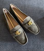 RALPH LAUREN Loafer Mocassin; Gr. 35.5, dark olive