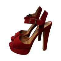 Kurt Geiger Red Suede Platform Heels, Size 37, Summer