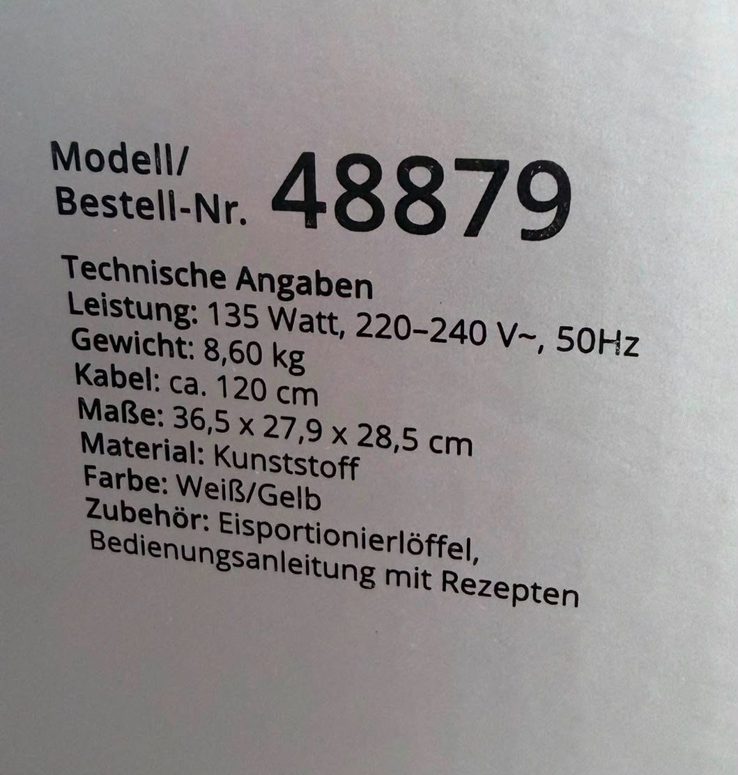 Elettrodomestici da cucina: Eismaschine UNOLD Model 48879 – Usato da Bremgarten AG venduto da 2N1 2