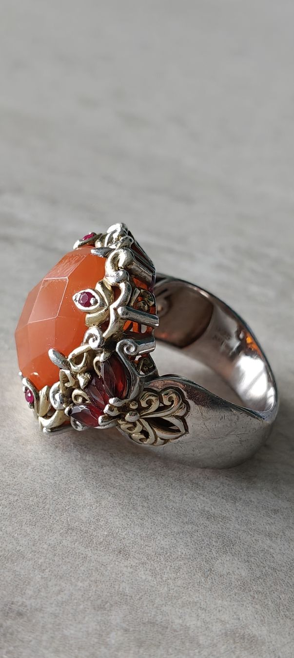 Anelli: Large carnelian and garnets ring, Michael Valitutti design – Usato da Wollerau venduto da Sella55 3