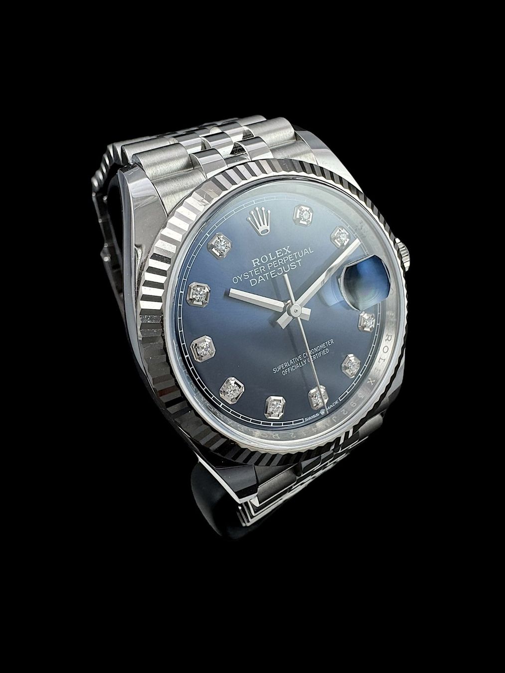 Rolex Uhren: Rolex Date Just Diamanten Stahl 36mm Fullset 2021 *U1112* – Gebraucht aus Zürich von GalerieInauen 2