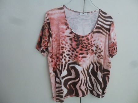 T-Shirt rosa,braun,weiss, Animalprint