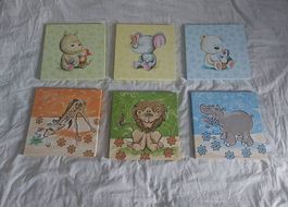 6er Set Kinder Bilder auf Leinwand