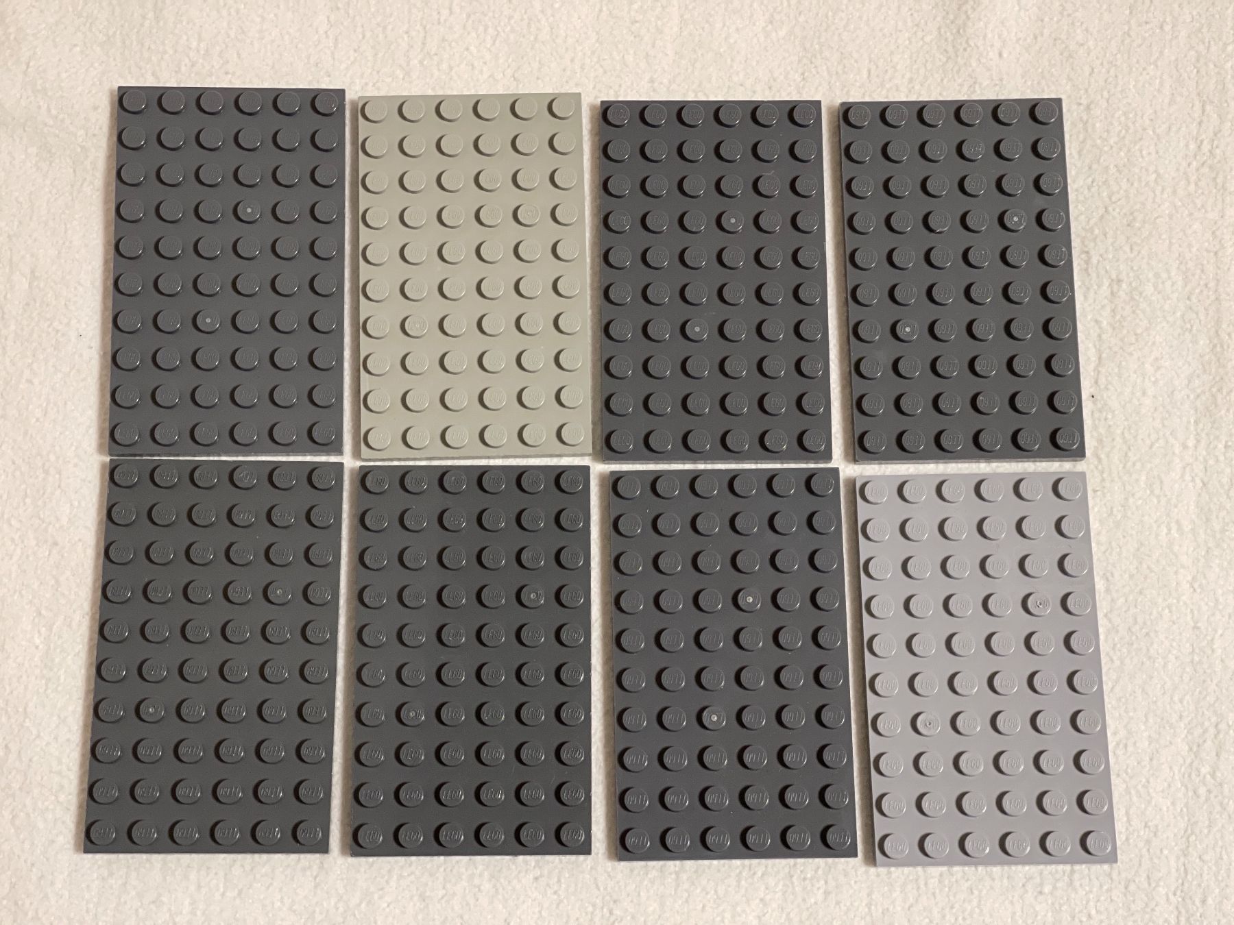 Lego Giocattoli: LEGO  -  8 Graue Platten 10 x 6 Noppen – Usato da Gelterkinden venduto da cobra0110