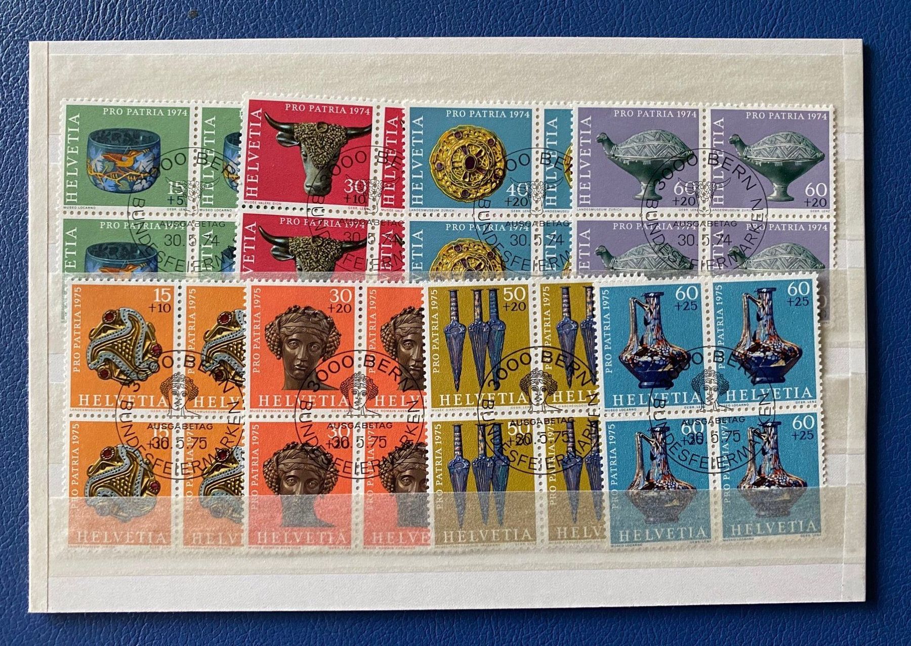 Alle Briefmarken: Pro Patria Viererblocksammlung 72 - 75 mit ET - Stempel – Neu (gemäss Beschreibung) aus Sirnach von Thomsi 1
