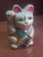 Lucky Cat tire-lire doré porte-bonheur 20 cm de haut