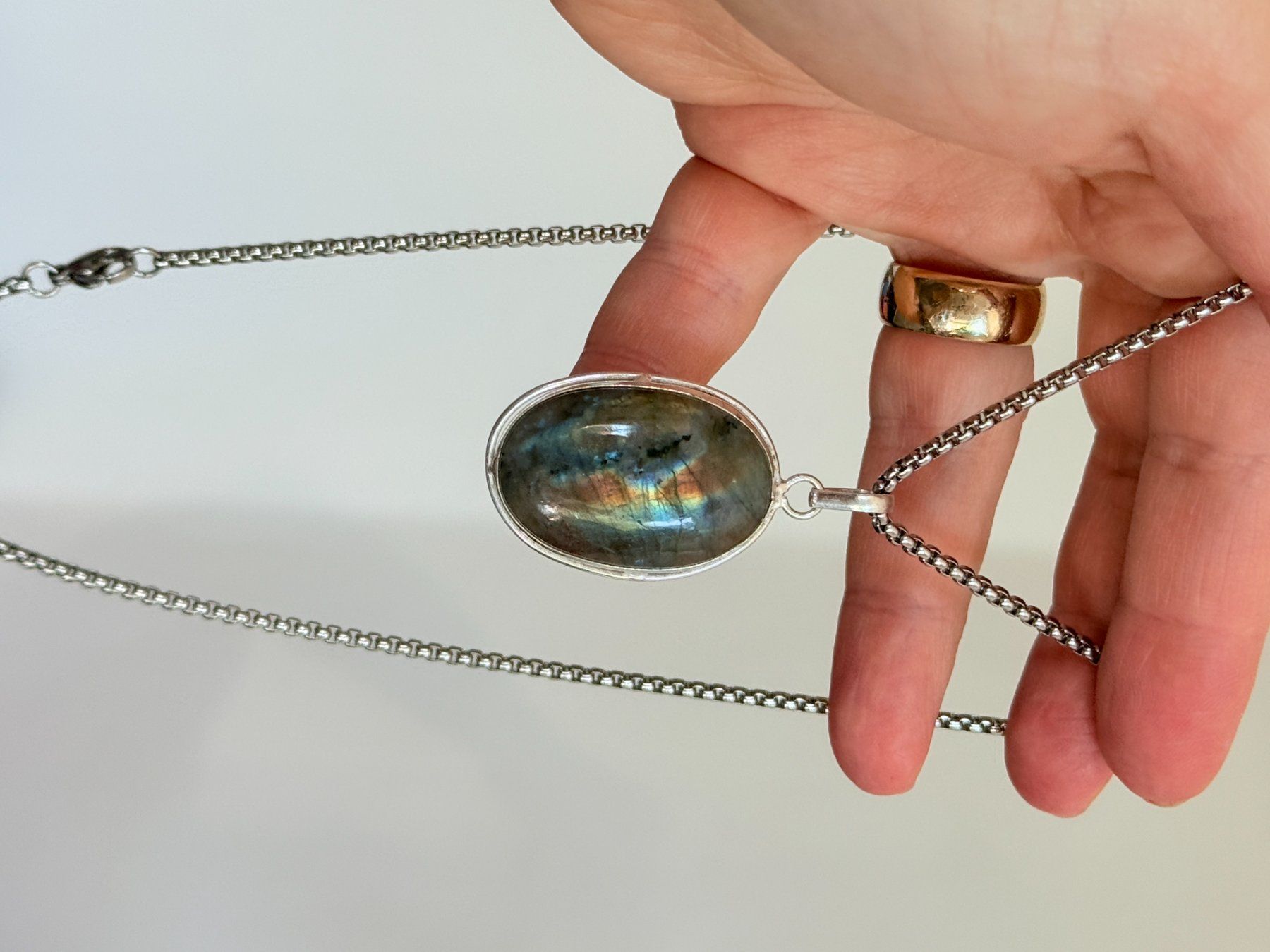 Catenine: Collier vintage avec pierre de Labradorite véritable✨ – Nuovo e nell'imballaggio originale da Genève venduto da AWWA 4