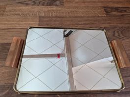 Vintage mirror and brass tray