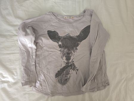 Cute Bonpoint Deer Print Long Sleeve Top 