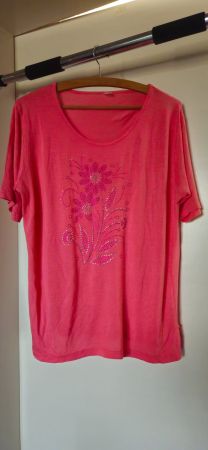 Damen T-Shirt pink Blumenmuster Grösse L guter Zustand