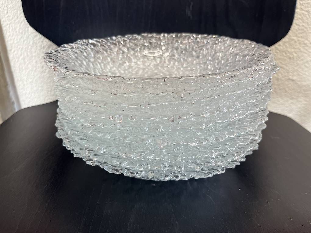 Teller: 8 Glasteller, strukturiert, Eisglas-Optik – Gebraucht aus Kriens von Celi_5ne 2
