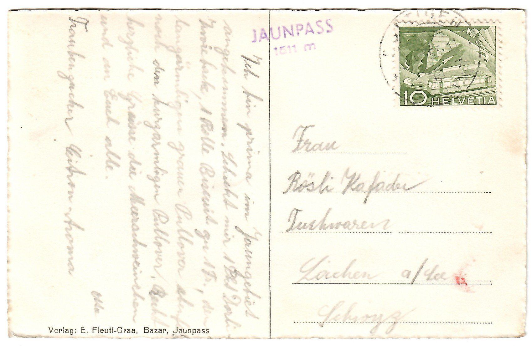 Cartoline postali: Ansichtskarte Jaunpass mit Bäderhorn – Usato da Kerns venduto da etma3 1