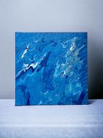 Gemälde blau weiss abstrakt