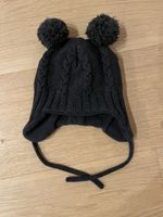 Warm Winter Baby Hat With Pompoms Gray