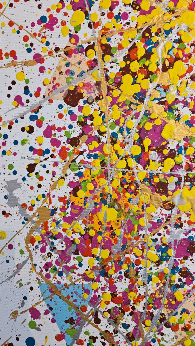 Dipinti: Tableau abstrait multicolore, parfait pour le salon! – Nuovo (secondo la descrizione) da Le Locle venduto da fab_c9hh 7