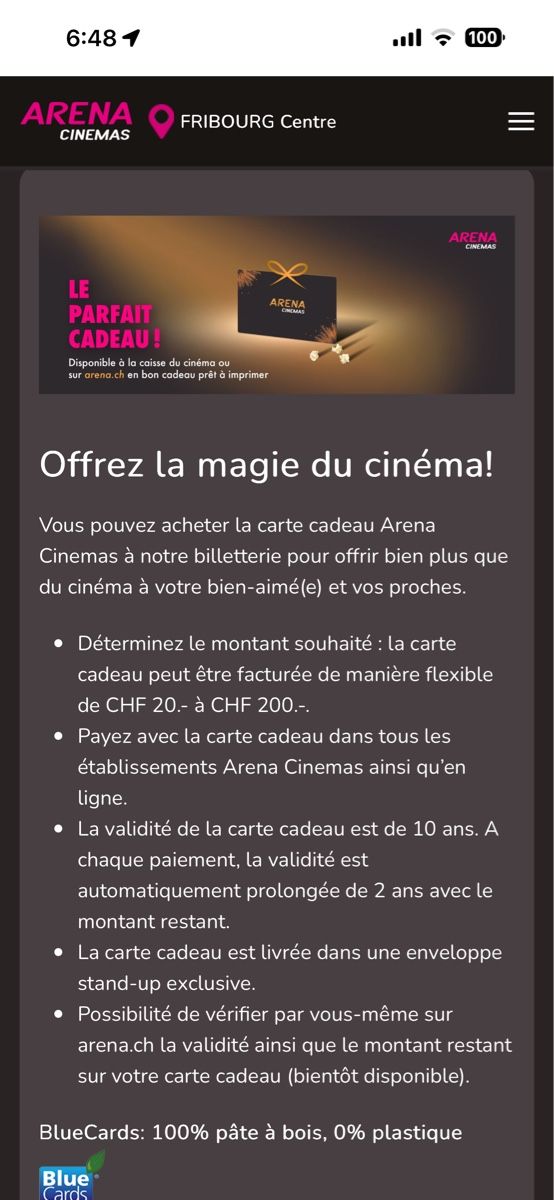 Gutscheine: Bon de 120CHFS ARENA CINÉMA  – Gebraucht aus Belprahon von Rob_ain 2