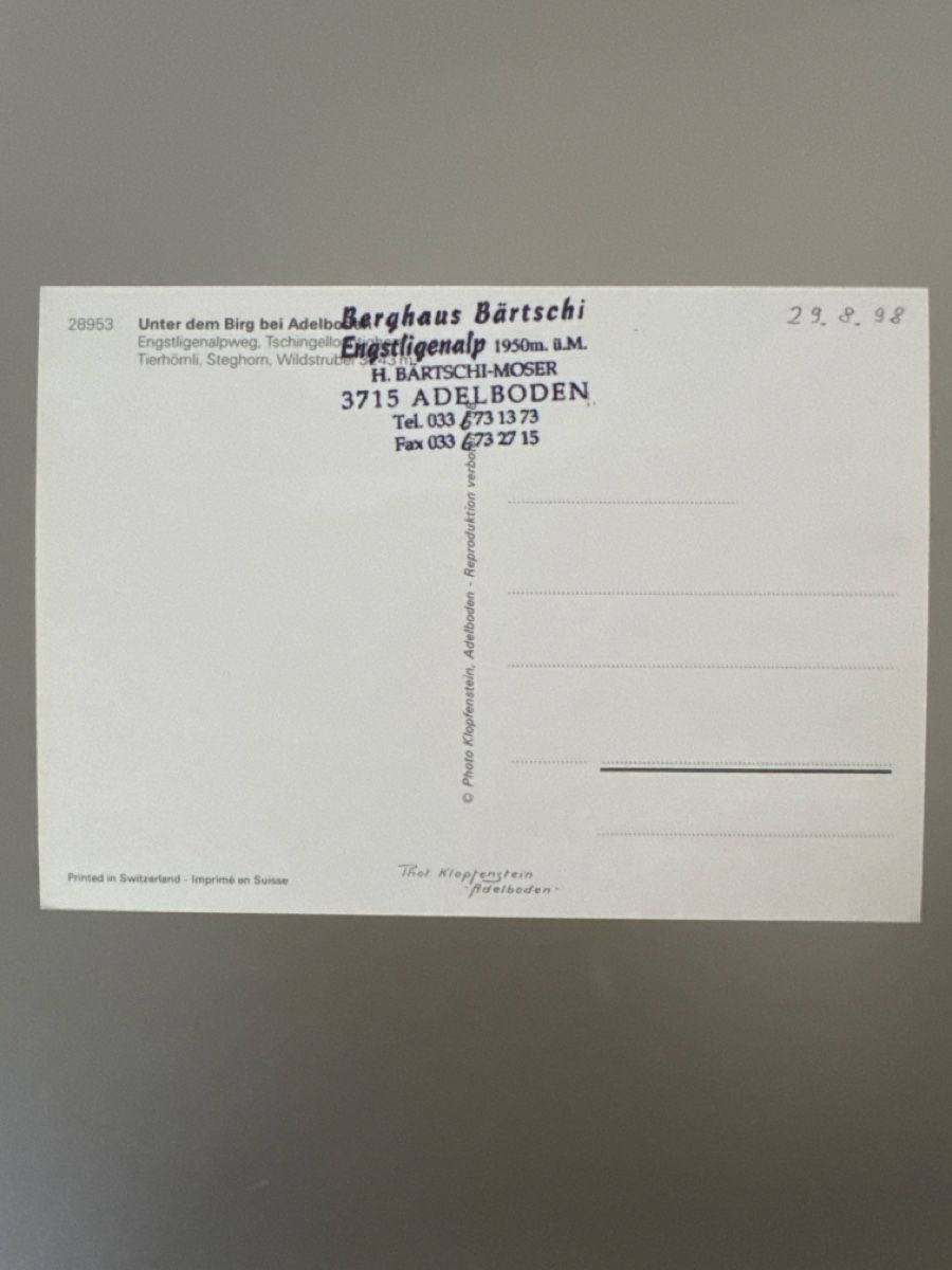 Cartoline postali: Unter dem Birg bei Adelboden Ansichtskarte – Usato da Zürich venduto da Smarties13 1