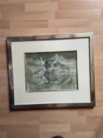 HANS ERNI "Sitzender Stier" 1989 Tempera mit Bleistift