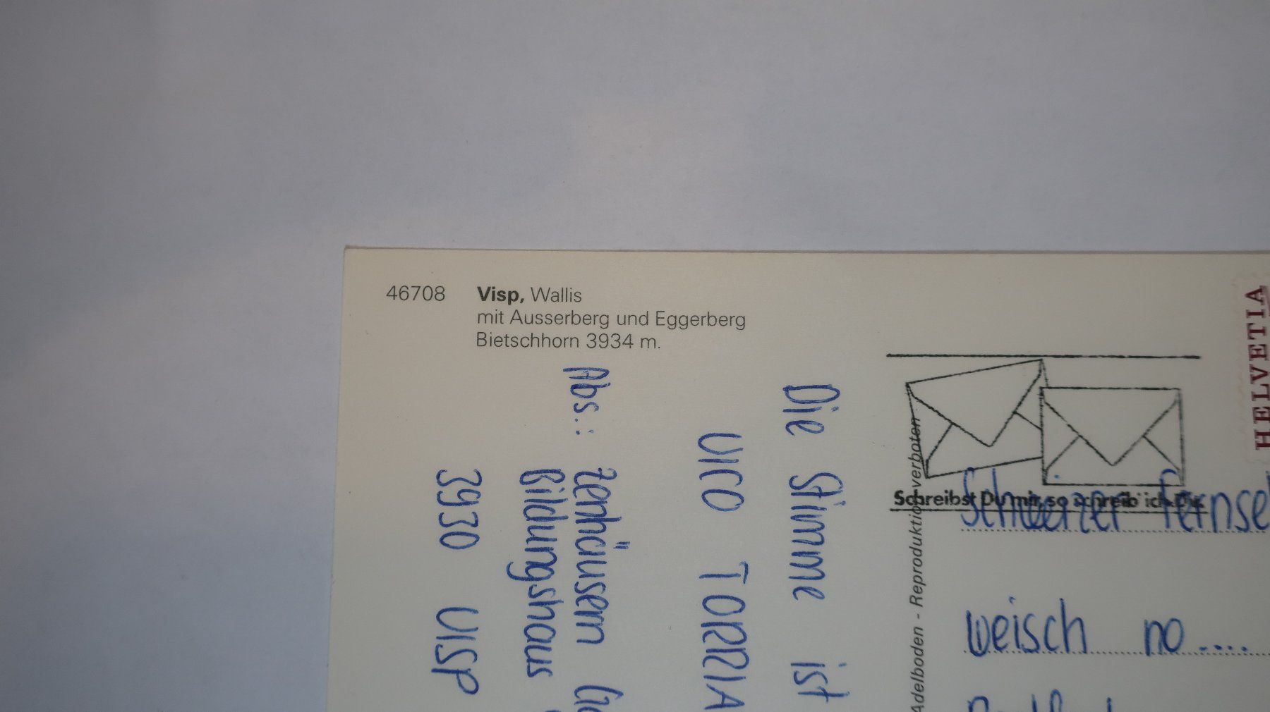 Ansichtskarten: Visp 1984 – Gebraucht aus Cormoret von Pascalll2001 4